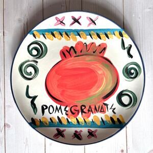 Accentrix Original Pottery Plate Pomegranate Fruit Theme Hand Painted Whimsical